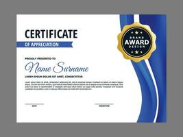 Certificate Template with Blue Wavy Element vector