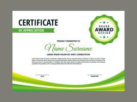 Certificate Template with Fresh Green Wavy Element vector