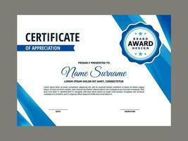 Certificate Template with Blue Abstract Element vector