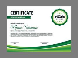 Certificate Template with Green Curvy Background vector