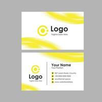 business card template with yellow abstract background vector