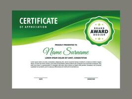 certificado modelo con verde fluido elemento vector