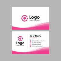 business card template with pink wavy background vector