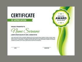 Certificate Template with Fresh Green Wavy Element vector