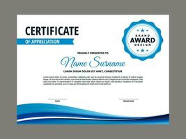 Certificate Template with Blue Wavy Element vector