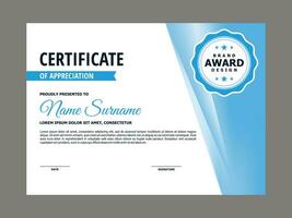 Certificate Template with Blue Soft Background vector