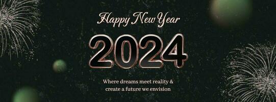 Black Glitter Happy New Year 2024 Facebook Cover template