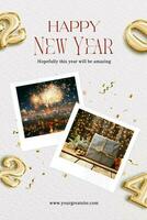 Beige Gold Happy New Year Celebration Pinterest Graphic template