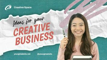 Green Torn Creative Business Idea Youtube Thumbnail template