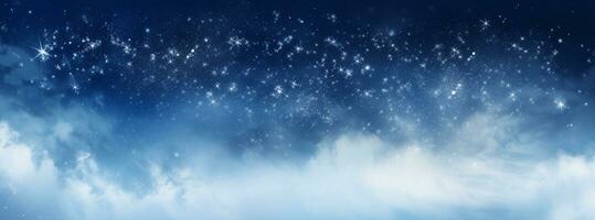 AI generated Christmas winter sky background with falling snow photo