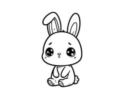 Cute Cartoon Character of rabbit for coloring book without color, outline line art.  Printable Design. isolated white background vector