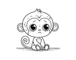 linda dibujos animados personaje de mono para colorante libro sin color, contorno línea Arte. imprimible diseño. aislado blanco antecedentes vector