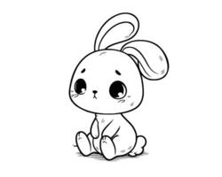 Cute Cartoon Character of rabbit for coloring book without color, outline line art.  Printable Design. isolated white background vector