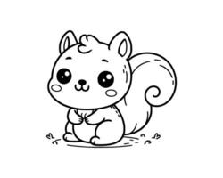 Cute Cartoon Character of squirrel for coloring book. outline line art. Printable Design. isolated white background vector