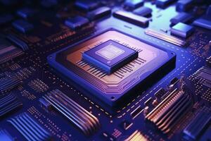 AI generated Futuristic central processor unit. Powerful Quantum CPU motherboard. AI Generated photo