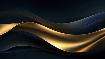 AI generated Gold and navy blue waves abstract. AI Generated. photo