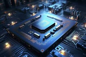 AI generated Futuristic central processor unit. Powerful Quantum CPU motherboard. AI Generated photo