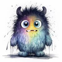 AI generated Watercolor cute monster on white background. AI Generated photo