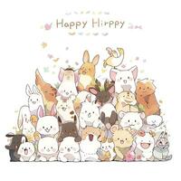 AI generated Happy animals white background. AI Generated photo