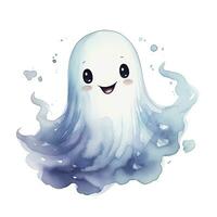 AI generated The watercolor cute ghost on white background. AI Generated photo