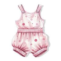 AI generated Pink baby girl romper in watercolors on a white background. AI Generated photo