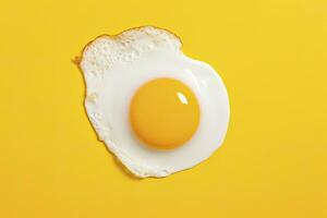 AI generated Fried egg on a yellow background. AI Generated photo