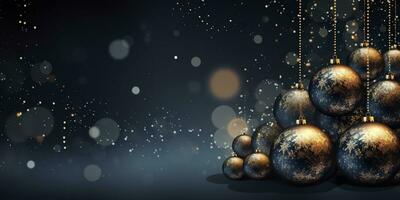 AI generated Indoor Christmas ball decoration and bokeh background. AI Generated photo