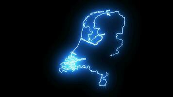 animatie van de Nederland kaart icoon met een gloeiend neon effect video