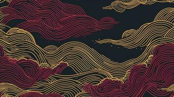 AI generated Traditional japanese style simple line waves background. photo