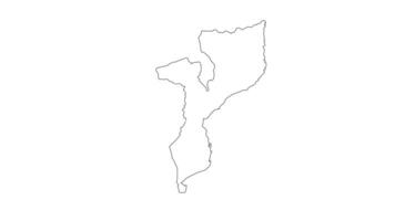 animado bosquejo de Mozambique mapa icono video