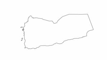 Iémen país mapa esboço ícone animação video