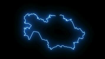 Animated map icon for the country of Kazakhstan with a glowing neon effect video