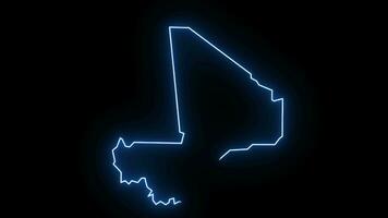 Mali country map icon animation with glowing neon effect video