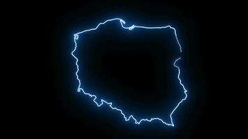 Animated Polish country map icon with a glowing neon effect video