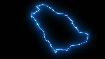 animato Arabia arabia carta geografica icona con un' raggiante neon effetto video