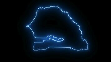 Animation of the Senegal country map icon with a glowing neon effect video