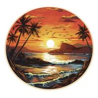 AI generated Tropical sunset for t-shirt design. AI Generated photo