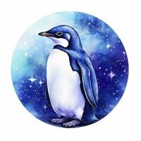 AI generated Watercolor Penguin for T-shirt design.  AI Generated photo