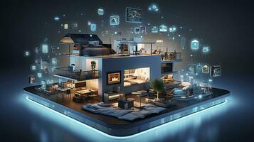 AI generated A Glimpse into the Connected Smart Home of Tomorrow. AI Generated photo