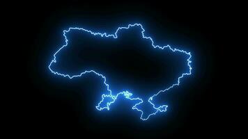 animato Ucraina carta geografica icona con un' raggiante neon effetto video