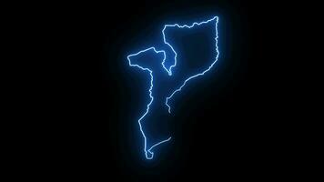 Animated Mozambique map icon with a glowing neon effect video