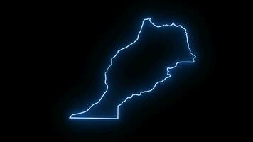animado marroquino país mapa ícone com uma brilhando néon efeito video