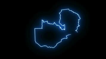 Animation of the Zambia country map icon with a glowing neon effect video