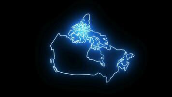 geanimeerd Canadees kaart icoon met een gloeiend neon effect video