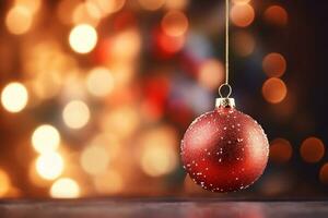 AI generated babbles hanging on the Christmas tree bokeh background photo