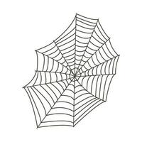 Icon of spider web for Halloween. Party element. Drawing for cards, invitations, design. Vector illustration in flat outline style. Design element.