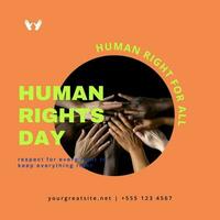 human right in orange and blue social media template set
