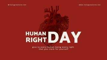 human right social media post in red heart template