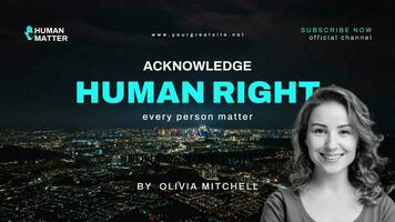 human right for social media banner in blue and black template
