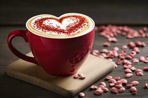 AI generated Valentine's Day Coffee. AI Generated photo